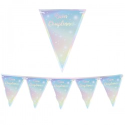 Festone bandiere Soft Rainbow - Buon Compleanno - 3 metri - Big Party
