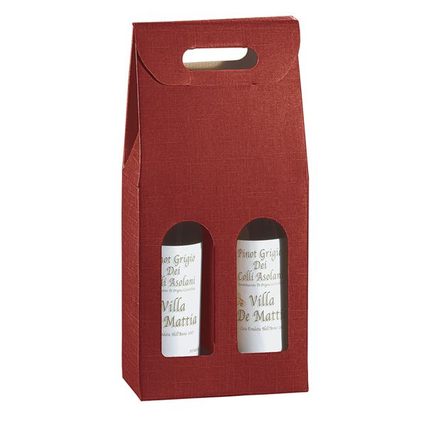 Scatola - 2 bottiglie - 18 x 9 x 38,5 cm - cartone seta - bordeaux - Scotton Scatola - 2 bottiglie - 18 x 9 x 38,5 cm - cartone seta - bordeaux - Scotton