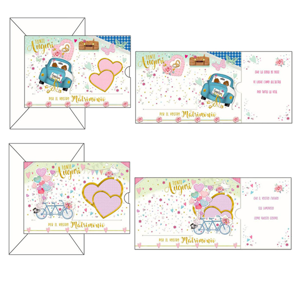 Biglietto auguri Matrimonio - 11,7 x 17 cm - 4 soggetti assortiti - Kartos