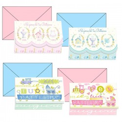 Biglietto auguri Battesimo - 11,7 x 17 cm orizzontale - 4 soggetti assortiti - Kartos