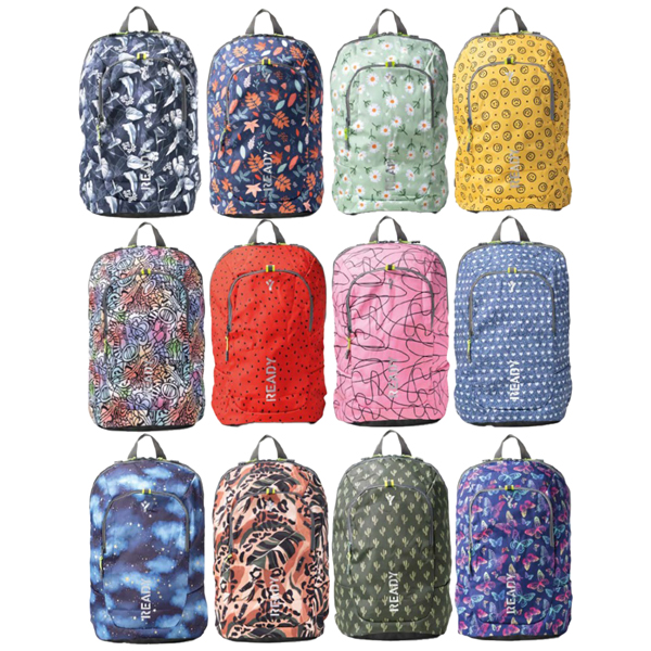 Zaino Ready - 28 x 44 x 15 cm - tela - fantasie assortite - In Tempo