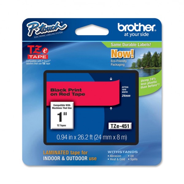 Brother - Nastro - Nero/Rosso - TZE451 - 24mm x 8mt Brother - Nastro - Nero/Rosso - TZE451 - 24mm x 8mt