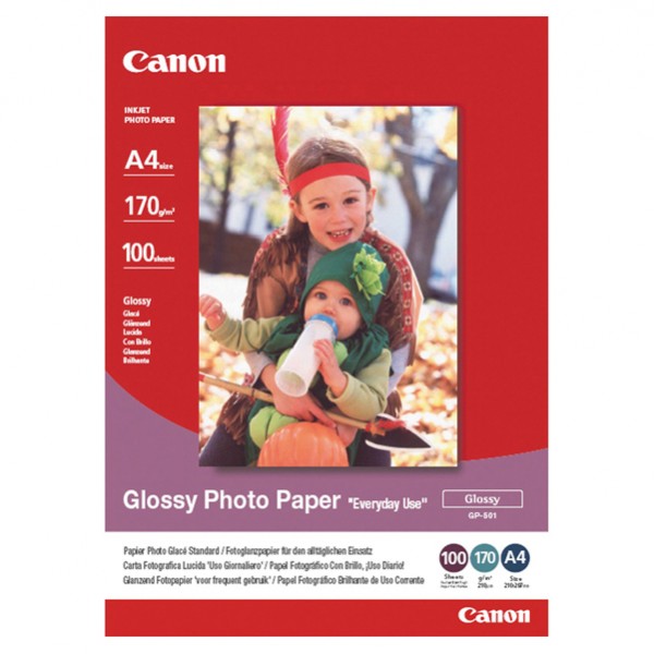 Canon - Carta lucida fotografica GP-501 - A4 - 100 Fogli - 0775B001 Canon - Carta lucida fotografica GP-501 - A4 - 100 Fogli - 0775B001
