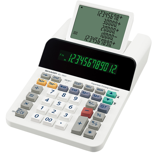 Calcolatrice scrivente EL 1501 - 12 cifre - display a 12 cifre - con uno LCD a 5 righe - EL1501 - Sharp Calcolatrice scrivente EL 1501 - 12 cifre - display a 12 cifre - con uno LCD a 5 righe - EL1501 - Sharp