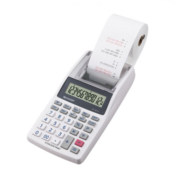 Calcolatrice scrivente mini EL1611V - 191x99x42 mm - 12 cifre - Bianco - Sharp - SH-EL1611V Calcolatrice scrivente mini EL1611V - 191x99x42 mm - 12 cifre - Bianco - Sharp - SH-EL1611V
