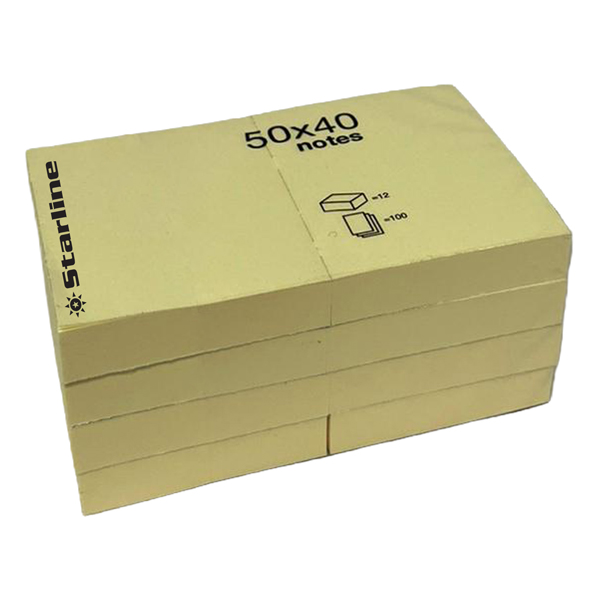 Blocchetto biglietti adesivi - giallo - 50 x 40mm - 70gr - 100 fogli - Starline Blocchetto biglietti adesivi - giallo - 50 x 40mm - 70gr - 100 fogli - Starline