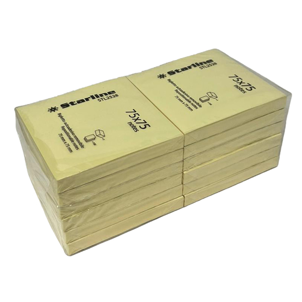Blocchetto biglietti adesivi - giallo - 75 x 75mm - 70gr - 100 fogli - Starline Blocchetto biglietti adesivi - giallo - 75 x 75mm - 70gr - 100 fogli - Starline