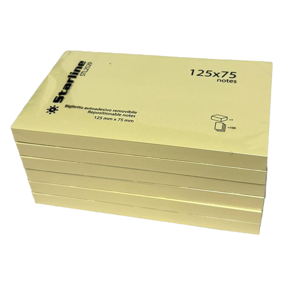 Blocchetto biglietti adesivi - giallo - 75 x 125mm - 70gr - 100 fogli - Starline Blocchetto biglietti adesivi - giallo - 75 x 125mm - 70gr - 100 fogli - Starline