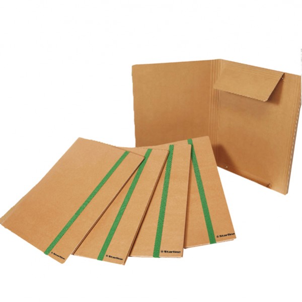 Cartella 3 lembi con elastico piatto - 25 x 35 cm - dorso variabile - cartoncino - avana - Starline Cartella 3 lembi con elastico piatto - 25 x 35 cm - dorso variabile - cartoncino - avana - Starline