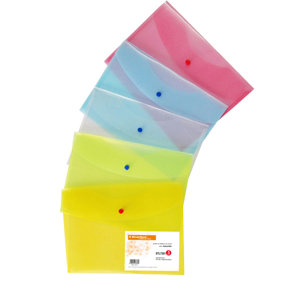 Busta con bottone - A4 - PP - colori assortiti - Starline Busta con bottone - A4 - PP - colori assortiti - Starline