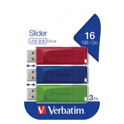 Verbatim - USB Pen Drive 3.2 Gen 1 Drive - 16 GB - rosso/giallo/blu - conf. 3 pezzi - 49306