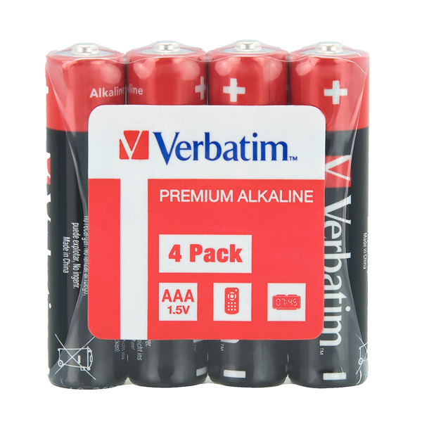 Pila ministilo AAA - 1,5V - 49500 - Alcaline - Verbatim -  conf. 4 pezzi