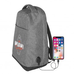 ZAINO ANTITACCHEGGIO CON USCITA USB IN POLIESTERE 300D Grigio