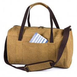 BORSA DA VIAGGIO VINTAGE IN POLICOTONE CANVAS Kaki
