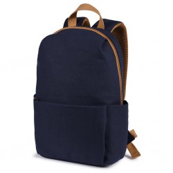 in policotone canvas con effetto vintage. Tasca frontale con chiusura a zip, due tasche laterali portabottiglie, scomparto principale con ampia tasca aperta. Schienale imbottito e spallacci imbottiti con materiale traspirante NY (blu navy)