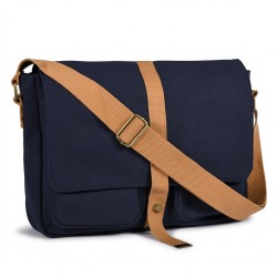 in policotone canvas con effetto vintage. Due tasche aperte sotto la parte frontale che si chiude per mezzo di un bottone in metallo. Scomparto con chiusura a zip, tracolla regolabile NY (blu navy)