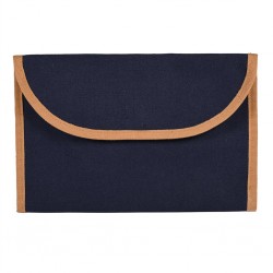 in policotone canvas con effetto vintage. Chiusura con velcro, tasca sul retro in plastica trasparente NY (blu navy)