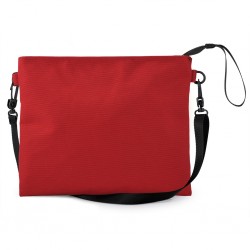 dal design lineare e giovanile, con tracolla regolabile e staccabile a mezzo moschettoni in plastica. Con chiusura a zip R (rosso)
