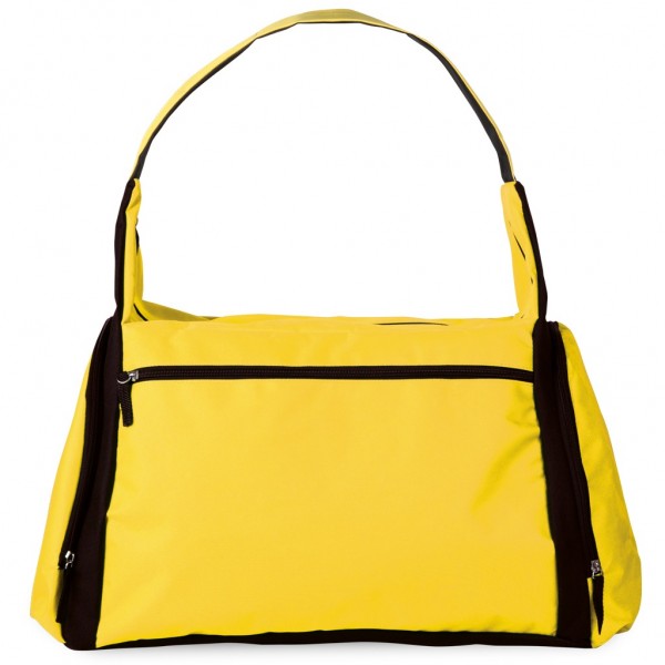 ampia tasca frontale con chiusura a zip, tasca laterale termica e tasca laterale portascarpe con chiusura a zip G (giallo)
