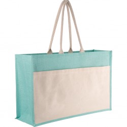 BORSA DA MARE IN IUTA E COTONE Sky blue