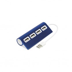 CONNETTORE USB A 4 PORTE IN ALLUMINIO E PLASTICA Blu