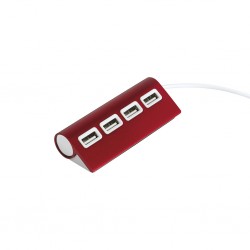 CONNETTORE USB A 4 PORTE IN ALLUMINIO E PLASTICA Rosso