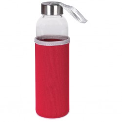 BOTTIGLIA DA 500 ML IN VETRO CON CUSTODIA IN NEOPRENE Rosso
