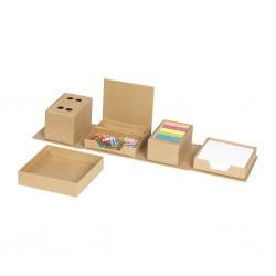 SET DA SCRIVANIA IN CARTONE RICICLATO, CARTA E METALLO Bianco-taglia-L