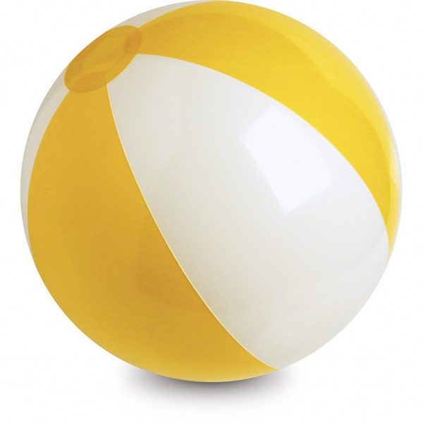 PALLONE DA SPIAGGIA GONFIABILE IN PVC - IMBALLI: 100/100 MISURE: Ø  28 Bianco/Giallo