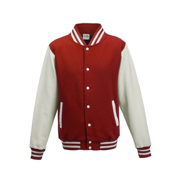 Felpa tipo College personalizzabile cotone/poliestere pesante rossa/bianco IGO-PELJH043R/W