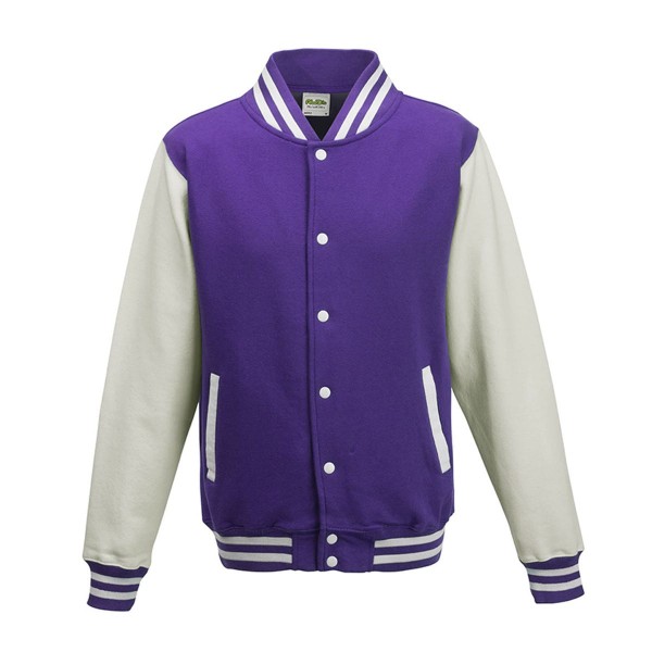 Felpa tipo College personalizzabile cotone/poliestere pesante viola/bianco IGO-PELJH043VL/W
