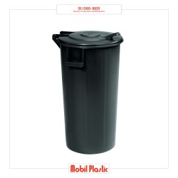 Bidone 91 nero con coperchio cerniera 80 Lit. IGO-MBL/91/080-NER