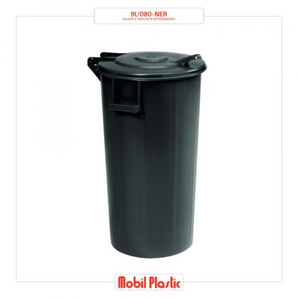 Bidone 91 nero con coperchio cerniera 80 Lit. IGO-MBL/91/080-NER