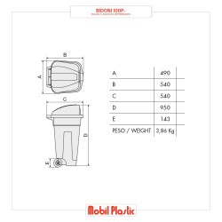 Bidone porta rifiuti blu coperchio a campana Push 100 lit. con ruote IGO-MBL/100P-BLB