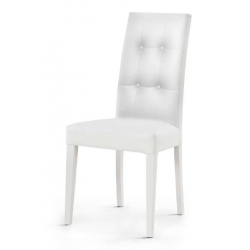 Sedia DM 678 Lux per hotel albergo ristorante colore bianco struttura in legno rivestito in ecopelle cf 4 pz