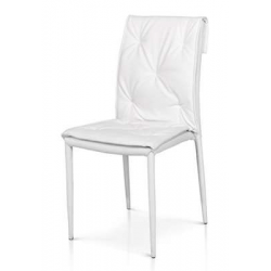 Sedia DM 977 Elegant da interno per ristorante ed agriturismo impilabile colore bianco struttura in metallo rivestita in ecopelle cf 4 pz