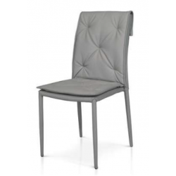 Sedia DM 979 Elegant da interno per ristorante ed agriturismo impilabile colore grigio struttura in metallo rivestita in ecopelle cf 4 pz