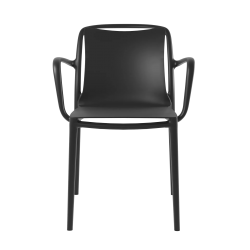 Poltrona GRANDSOLEIL Velair per HO.RE.CA Food da interno ecologia colore antracite materiali riciclati e fibra di vetro elegante per ambienti interni esterni con braccioli impilabile set da 4 pz