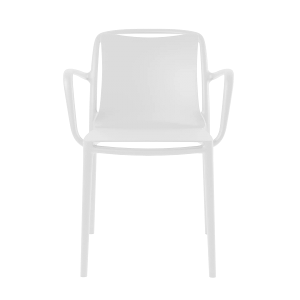 Poltrona GRANDSOLEIL Velair per HO.RE.CA Food da interno ecologia colore bianco materiali riciclati e fibra di vetro elegante per ambienti interni esterni con braccioli impilabile set da 4 pz