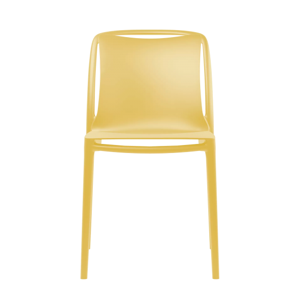Sedia GRANDSOLEIL Velair per HO.RE.CA Food da interno ecologia colore giallo ocra materiali riciclati e fibra di vetro elegante per ambienti interni esterni senza braccioli impilabile set da 4 pz