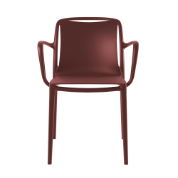 Poltrona GRANDSOLEIL Velair per HO.RE.CA Food da interno ecologia colore rosso marsala materiali riciclati e fibra di vetro elegante per ambienti interni esterni con braccioli impilabile set da 4 pz