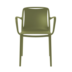 Poltrona GRANDSOLEIL Velair per HO.RE.CA Food da interno ecologia colore verde oliva materiali riciclati e fibra di vetro elegante per ambienti interni esterni con braccioli impilabile set da 4 pz