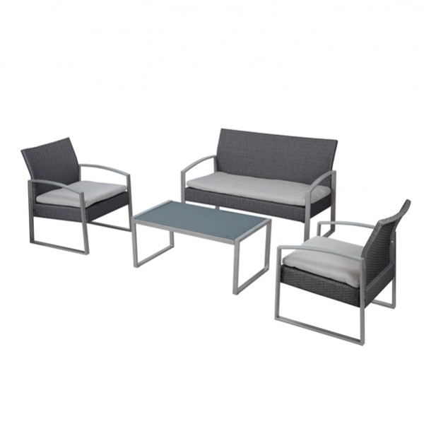 Salotto outdoor GARDEN FRIEND Alicante colore neroo e grigio da esterno set 4 elementi