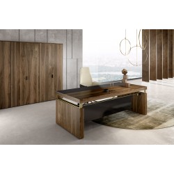 Scrivania Presidenziale linea I ROVERESCHI serie Bellaggio noce fumè 200x100x76,3h cm IGO-DLR/D275000 LNF