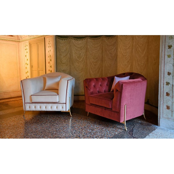 Poltrona divano NEFELE Luxury tessuto ignifugo 1 posto IGO-DMG/NEFELEBPLAIN1P