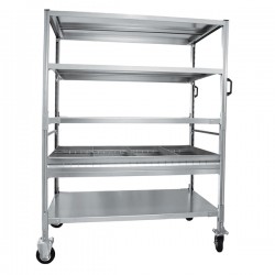 Carrello da lavoro 4 piani con vaschetta 131x67x165,5cm 250kg zincato IGO-OD/S9106