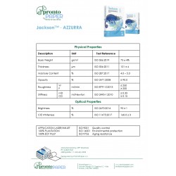 Carta per fotocopie PRONTO PAPER Jackson azzurra A4 bianca 75 gr/mq 100% riciclabile punto di bianco (CIE) 160 spessore 101 my risma 500 fogli cf bancale da 240 risme