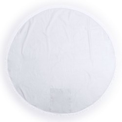 Stuoia HANSIER in 100% cotone da 125gr m2 dalla forma circolare con 150 cm di diametro e frange all'eterno personalizzabile