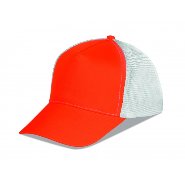 Cappellino 5 pannelli Mesh poliestere colori vivaci con visiera rigida precurvata personalizzabile