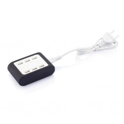 Caricatore USB a 6 uscite 4,2A luci led integrate nero XND-P308991 personalizzabile nero-bianco